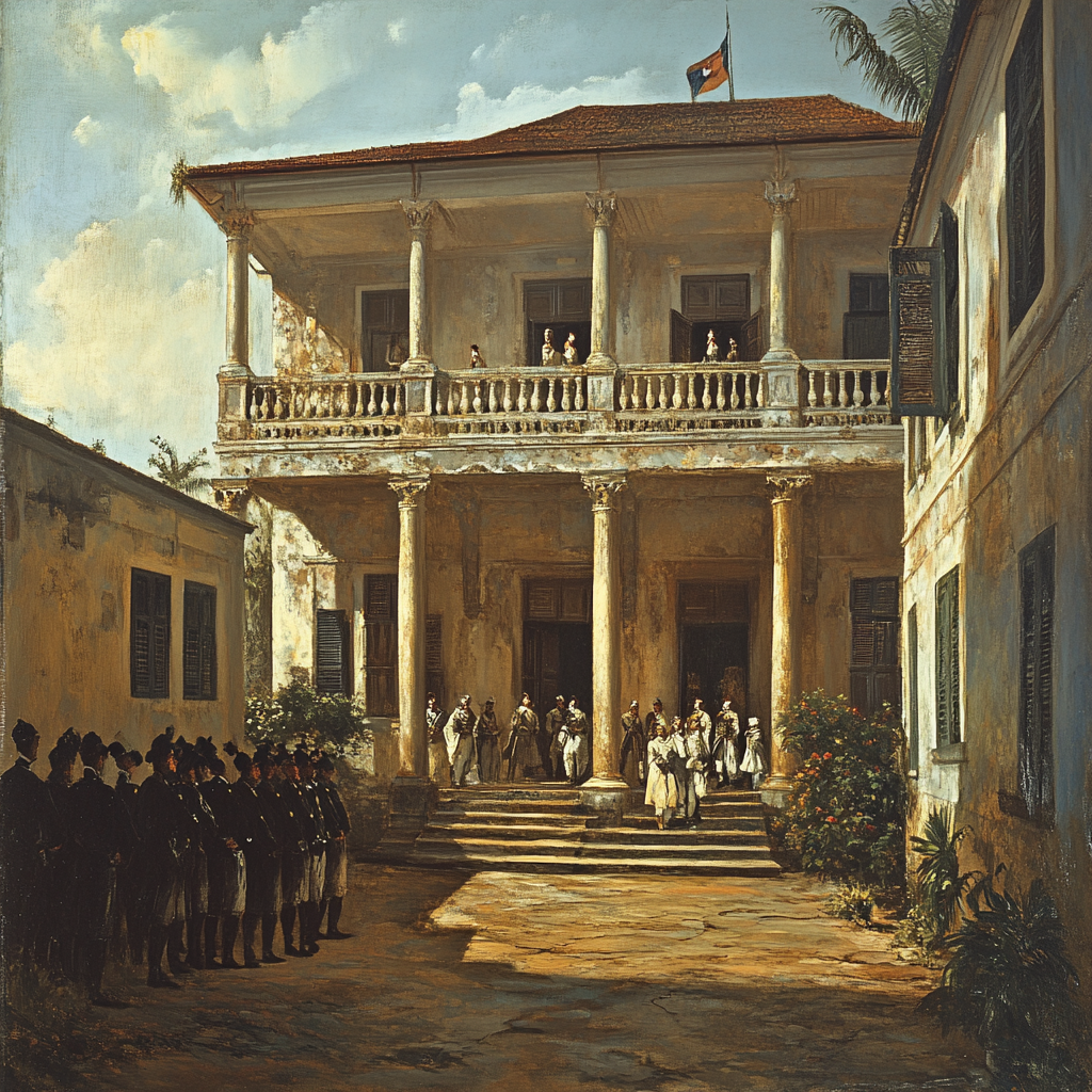 the French arriving at palaces in North Africa