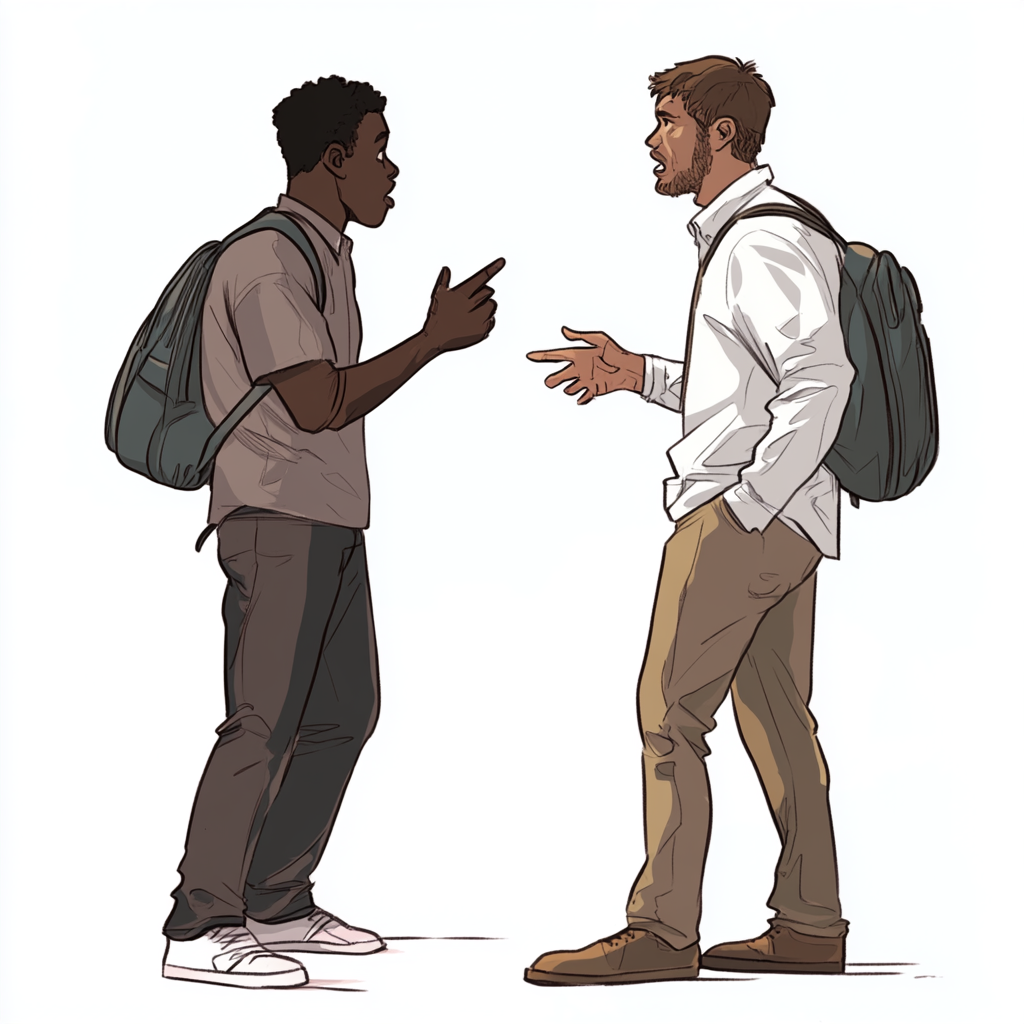 Black Person Teaching a White Person the Wrong Phrases